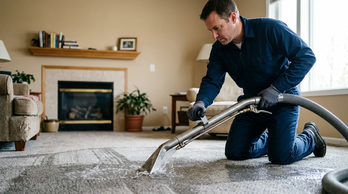 Water damage restoration technician working near Balta, ND